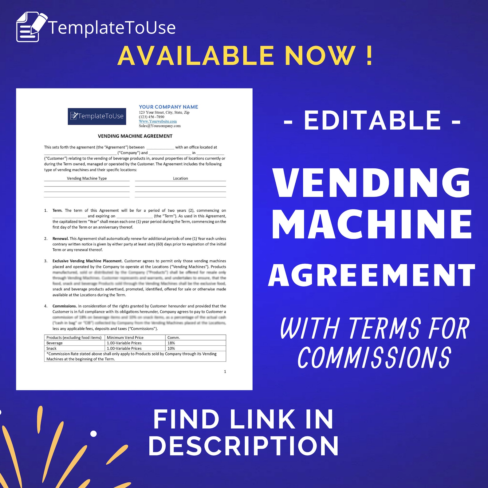 Vending Machine Agreement Template Essentials